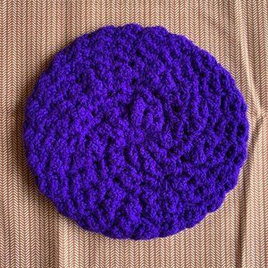 Crocheted Girls Beret (For Ages 6-8) (Purple 1)